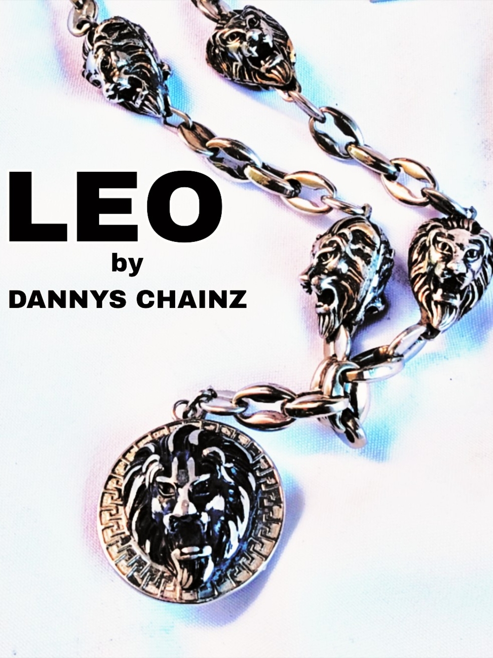 LEO by Dannys Chainz All Stainless Steel Lionhead Link Necklace.